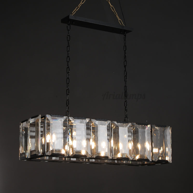 Aria Harry Crystal Rectangular Chandelier For Dining Room