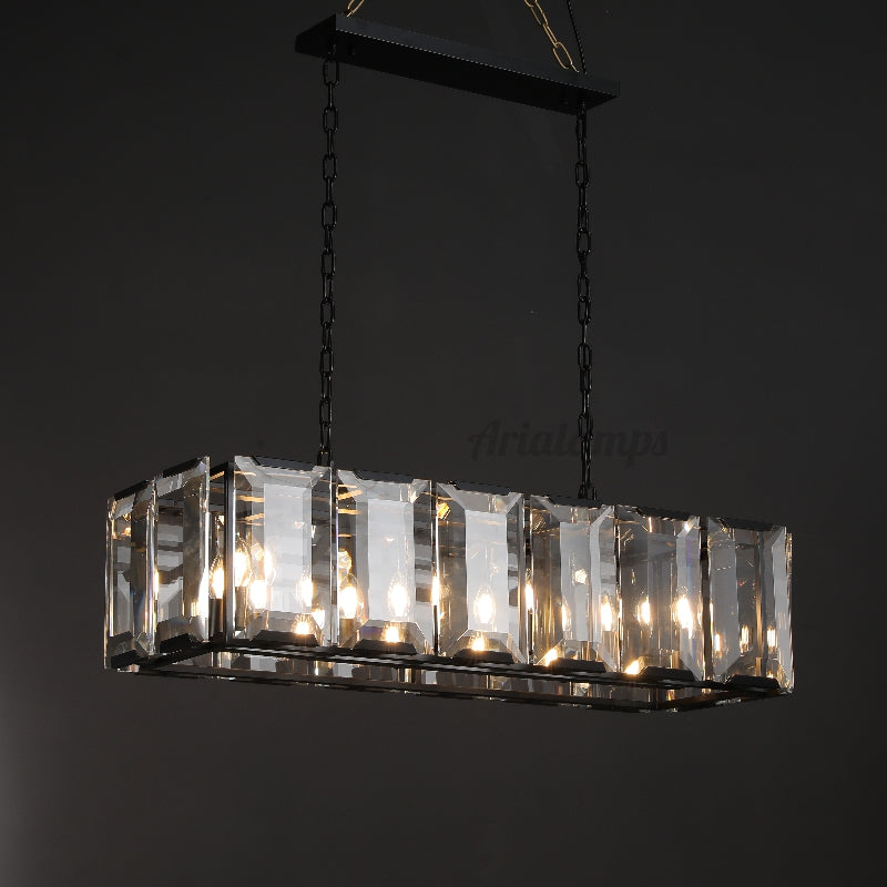 Aria Harry Crystal Rectangular Chandelier For Dining Room