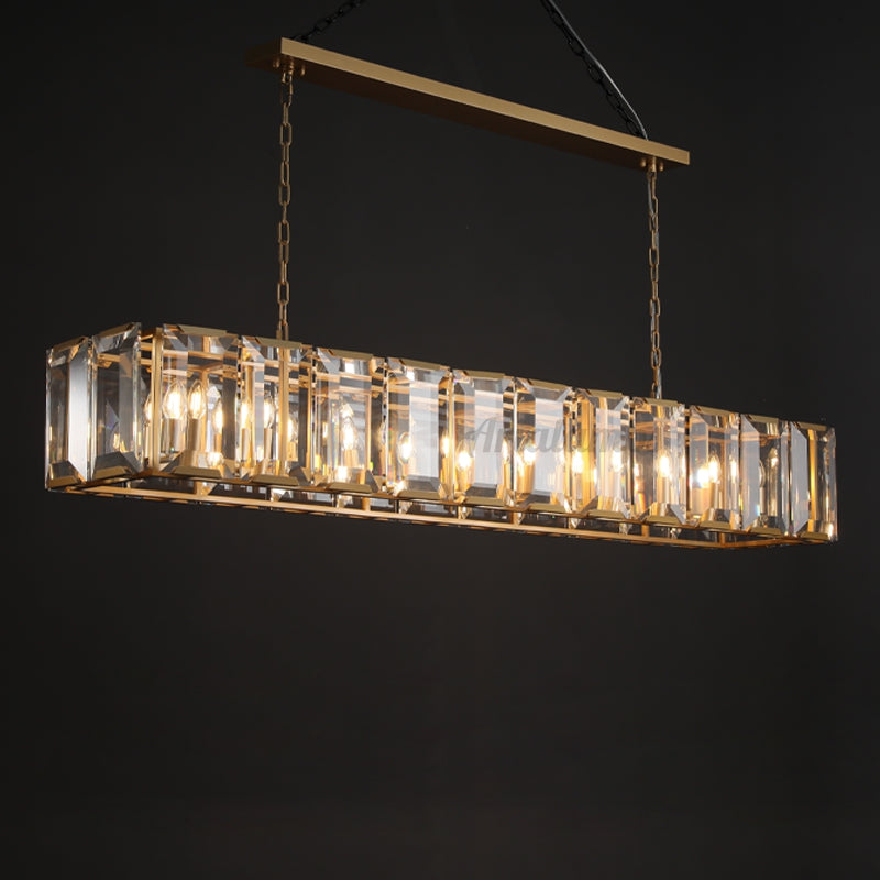 Aria Harry Crystal Rectangular Chandelier For Dining Room