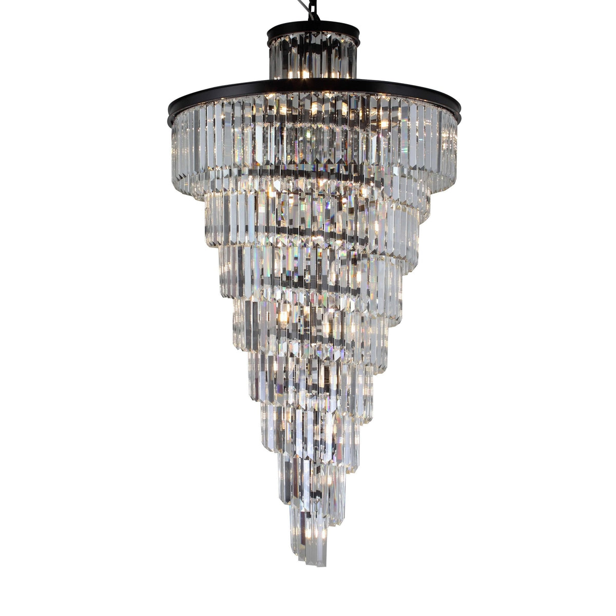 Aria Spiral Tiered/ Layered Crystal Fringe Living Room Chandelier Light