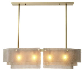 Aurora of Light Modern Brass Chandelier  - (Light Brushed Brass Finish | Hand Blown Glass)