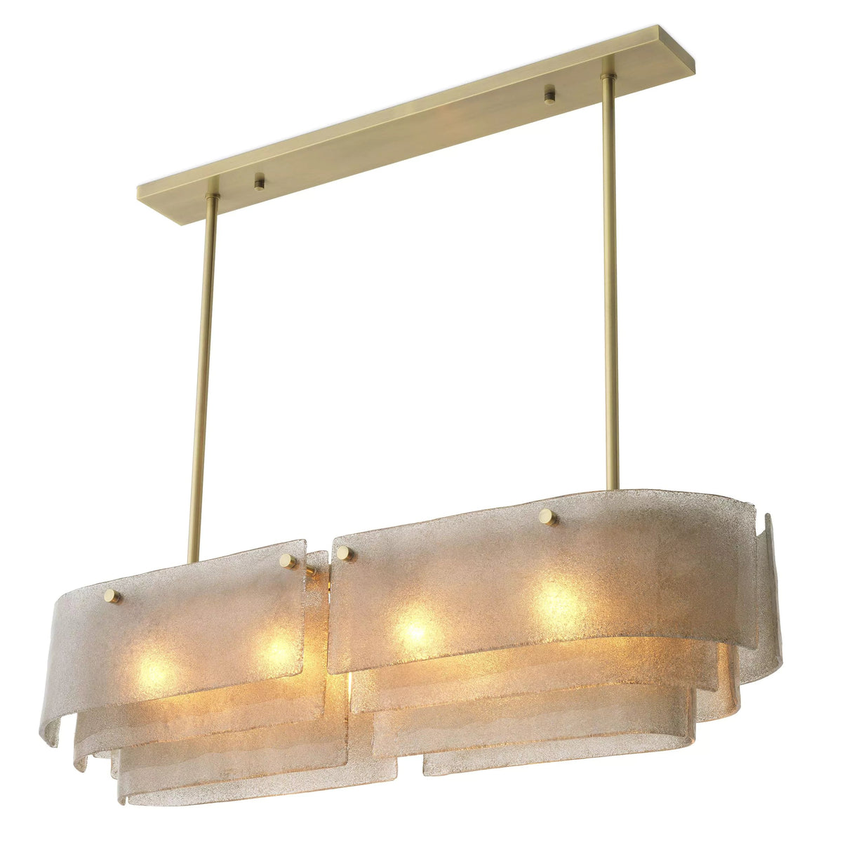 Aurora of Light Modern Brass Chandelier  - (Light Brushed Brass Finish | Hand Blown Glass)