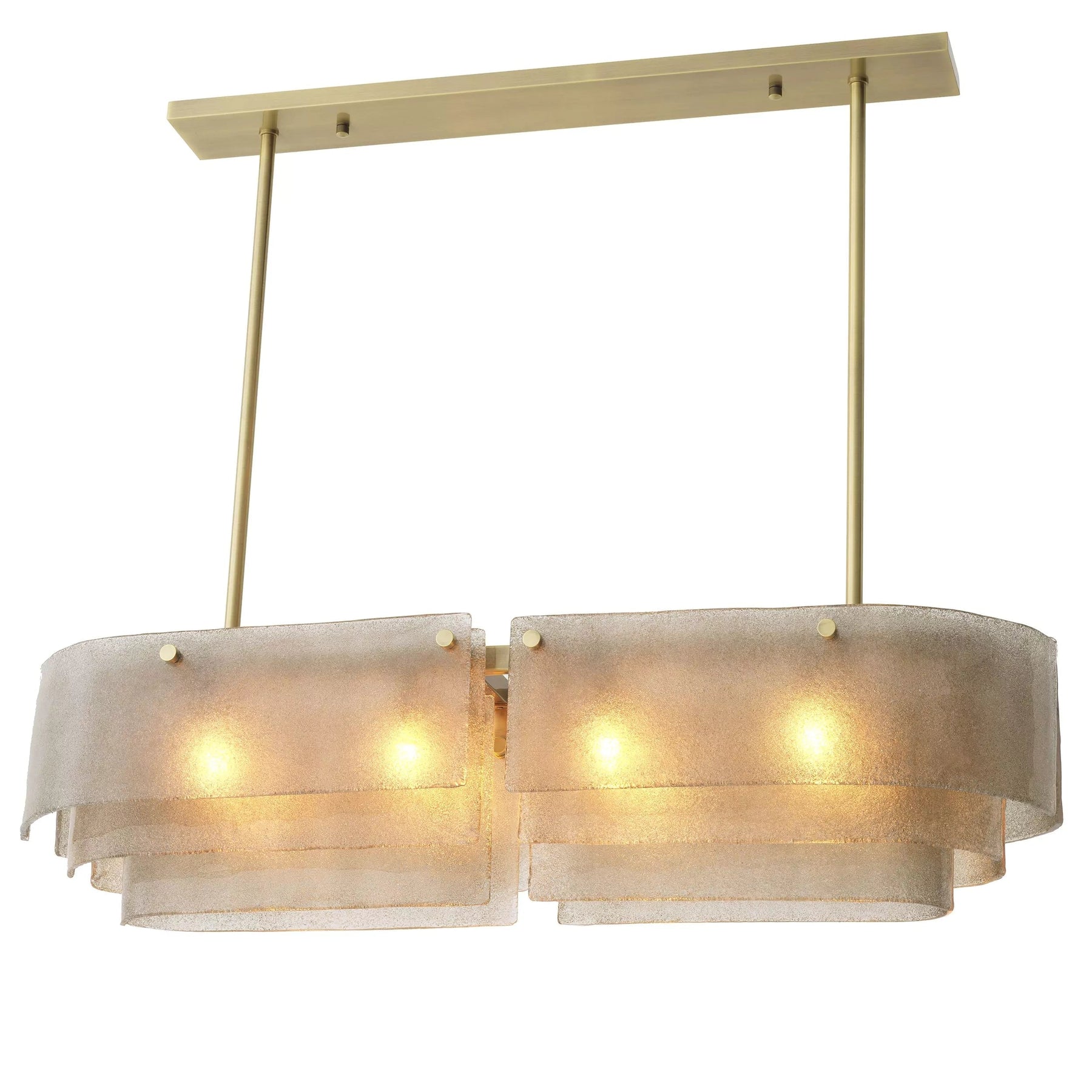 Aurora of Light Modern Brass Chandelier  - (Light Brushed Brass Finish | Hand Blown Glass)