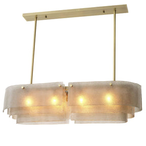 Aurora of Light Modern Brass Chandelier  - (Light Brushed Brass Finish | Hand Blown Glass)