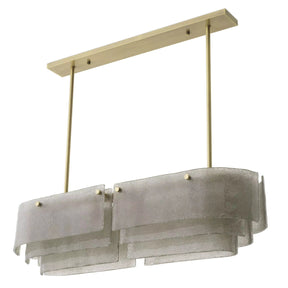 Aurora of Light Modern Brass Chandelier  - (Light Brushed Brass Finish | Hand Blown Glass)