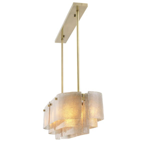 Aurora of Light Modern Brass Chandelier  - (Light Brushed Brass Finish | Hand Blown Glass)