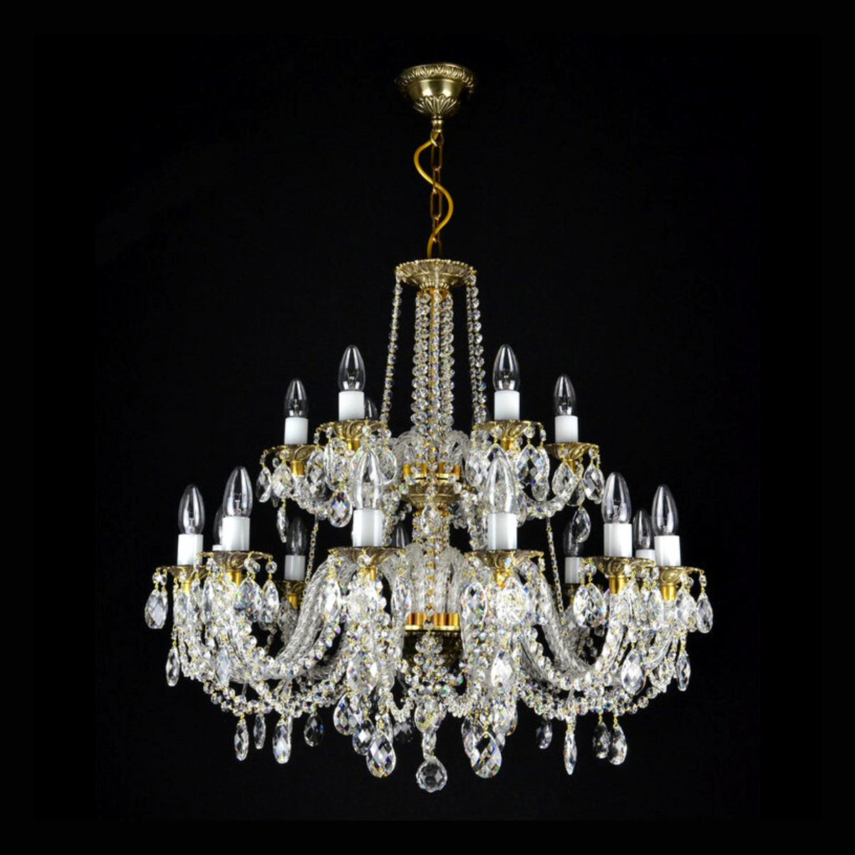 Aria Libra 18 Crystal Glass Chandelier (Alpha Gold)