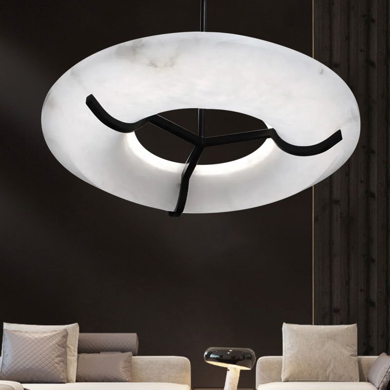 Aria Modern Round Alabaster Dining Room Chandelier