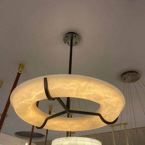 Aria Modern Round Alabaster Dining Room Chandelier