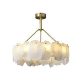 Theseus Alabaster Marble Modern Snowflake Round Chandelier