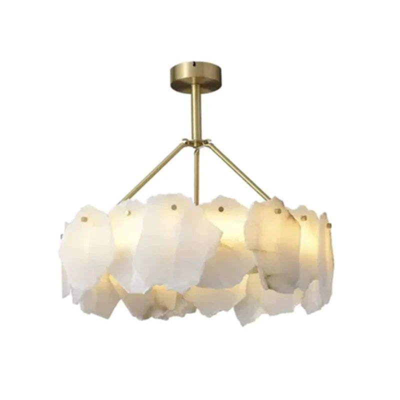 Theseus Alabaster Marble Modern Snowflake Round Chandelier