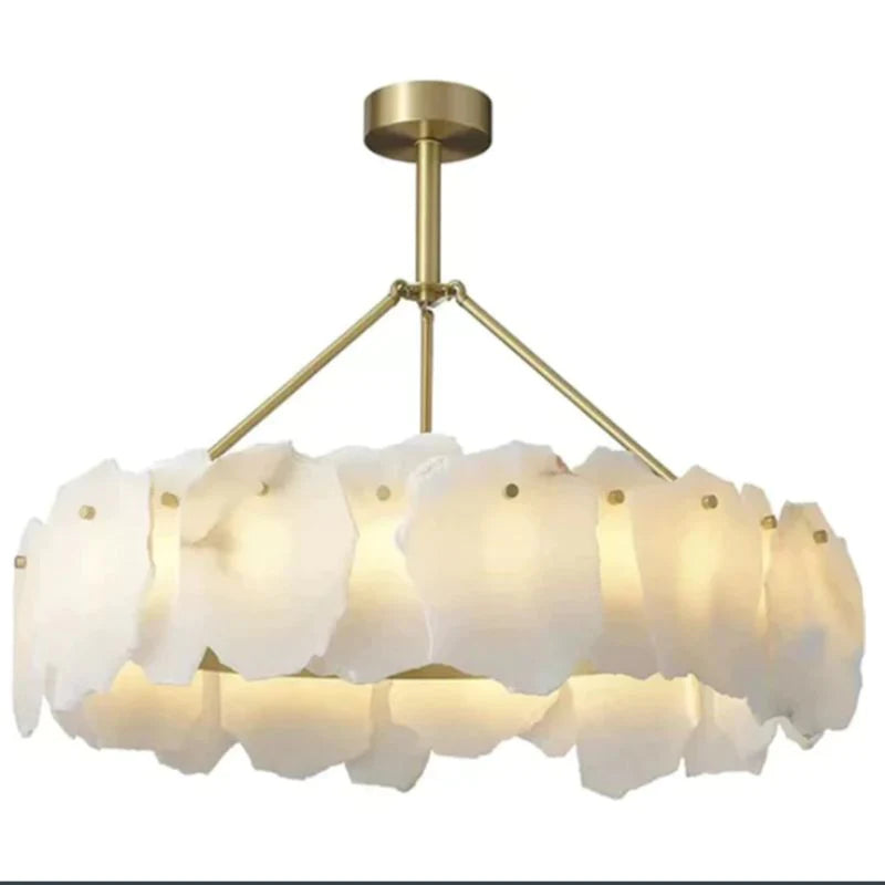 Theseus Alabaster Marble Modern Snowflake Round Chandelier