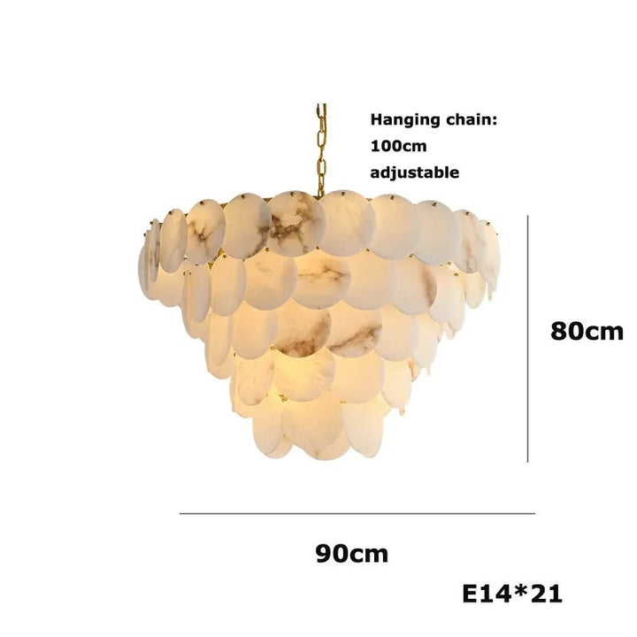 Noah Multi - Layer Natural Alabaster Round Modern Chandelier 35''/43'' - Arialamps
