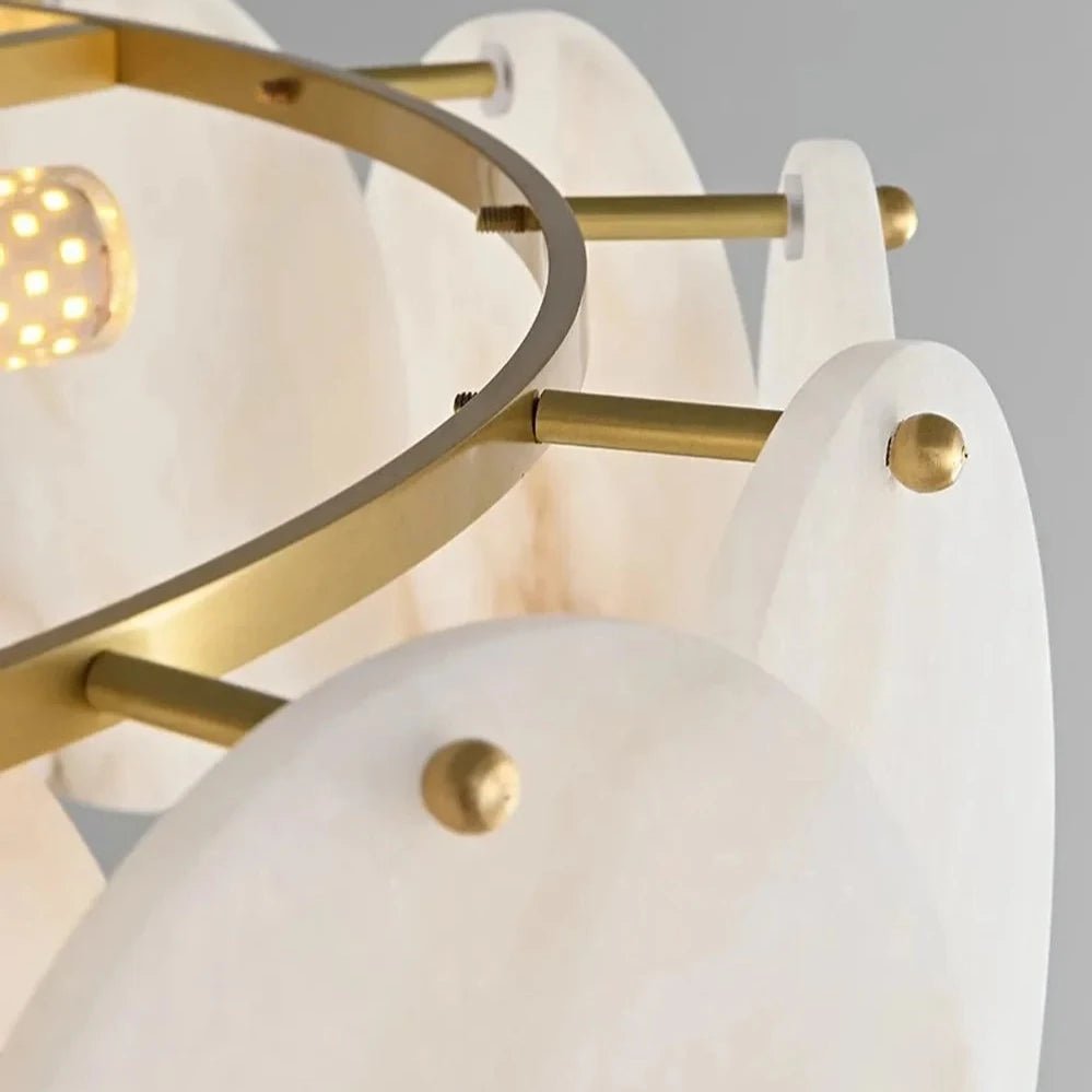 Noah Multi - Layer Natural Alabaster Round Modern Chandelier 35''/43'' - Arialamps