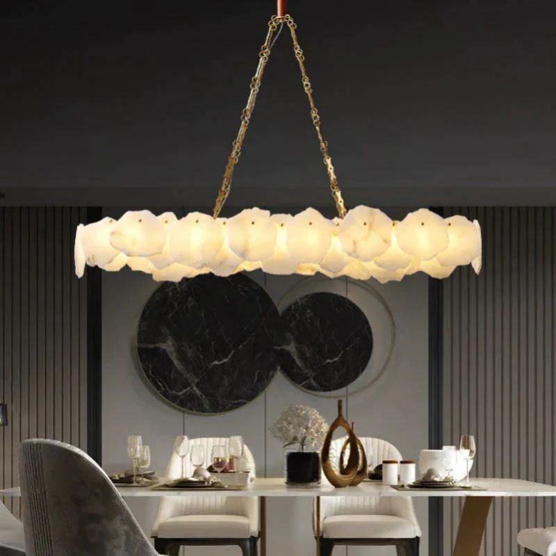 Aria Nake Linear Alabaster Chandelier (Chain)