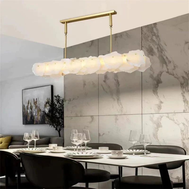 Aria Nake Linear Alabaster Chandelier (Rod)