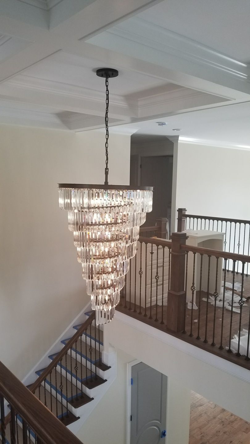 Aria Spiral Tiered/ Layered Crystal Fringe Living Room Chandelier Light