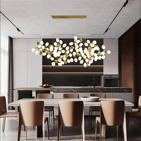 Aria Post Modern Linear Grape Branch Chandelier Over Dining Table