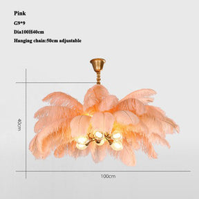 Elva Brass Palm Tree Feather Chandelier（customize 20”）