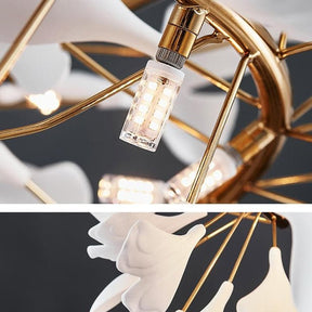 Aria Raver Porcelain Leaf Ring Round Chandelier