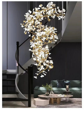 Aria Raven Porcelain Linear Chandelier Gold