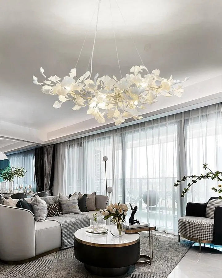 Aria Raven Porcelain Linear Chandelier Gold