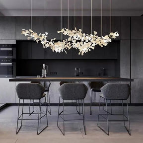 Aria Raven Porcelain Linear Chandelier Gold