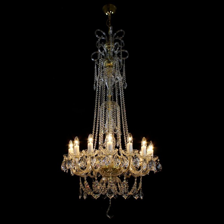 Aria Princesse 15 Gold/Silver Crystal Glass Chandelier