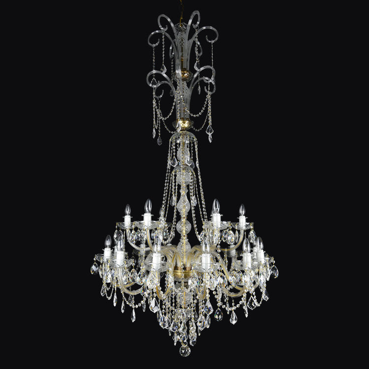 Aria Princesse 18 Gold/Silver Crystal Glass Chandelier