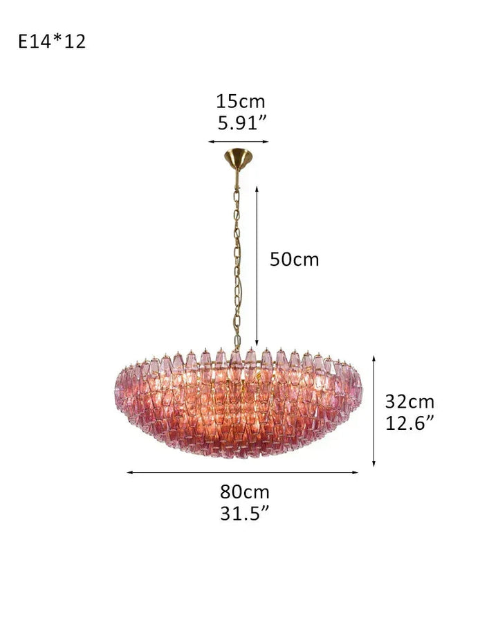 Modernist Chandelier ceiling brass satin frame decor for sitting room | Purple Blown Glass D80*H32CM D31.5"*H12.6" Purple American Vintage chandelier lamp