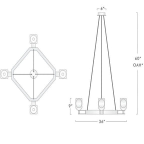 Aria Raibero 4 Ligtht Square Chandelier