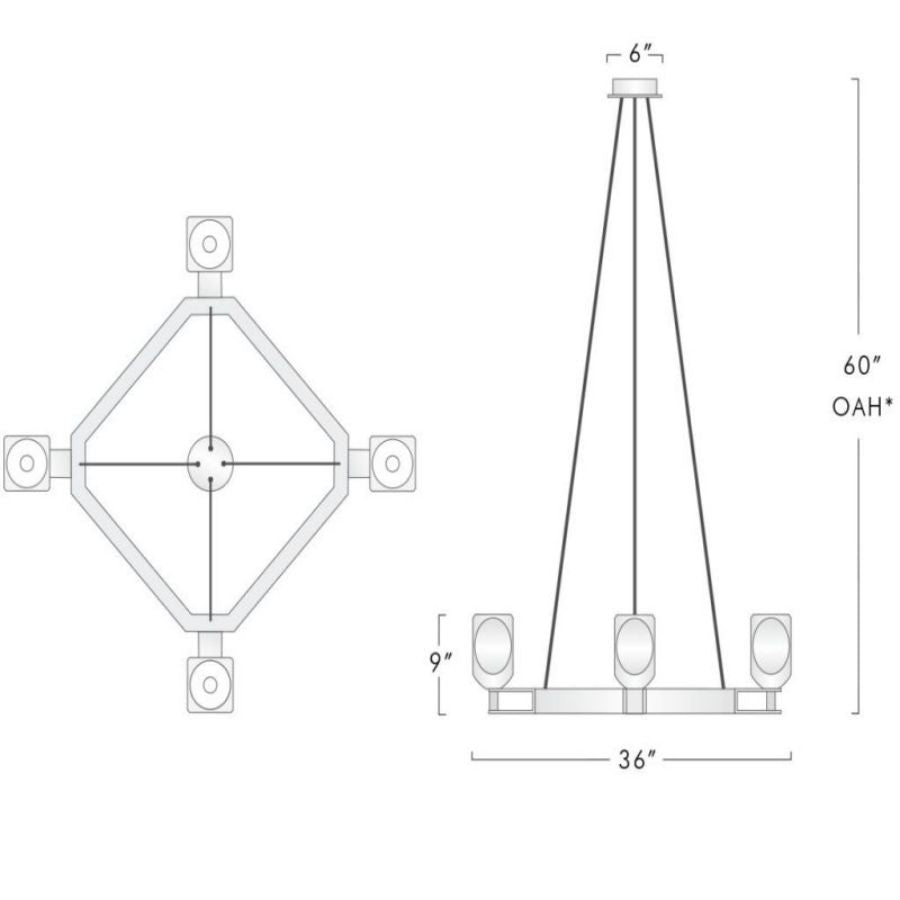 Aria Raibero 4 Ligtht Square Chandelier