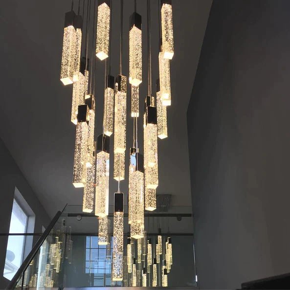 Aria Light Luxury Glacier Bubble Crystsal Chandelier in Gold/Chrome/Black Finish for Staircase/Foyer - Arialamps