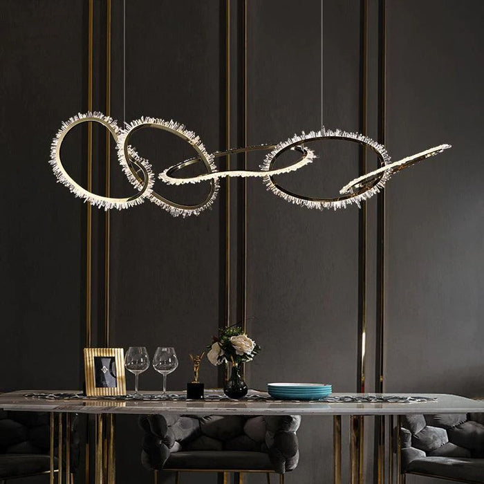 Rose Rock Crystal Chandelier Irregular Round Lamp Fixtures