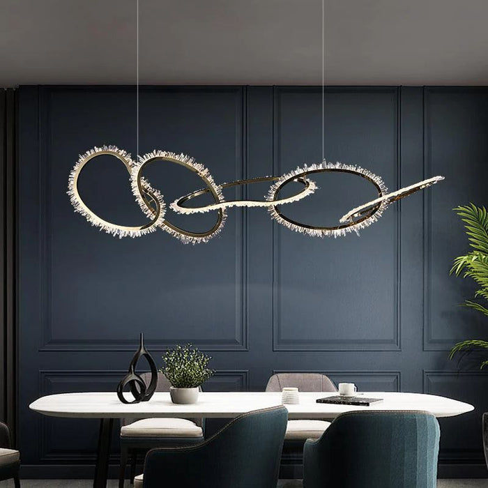 Rose Rock Crystal Chandelier Irregular Round Lamp Fixtures