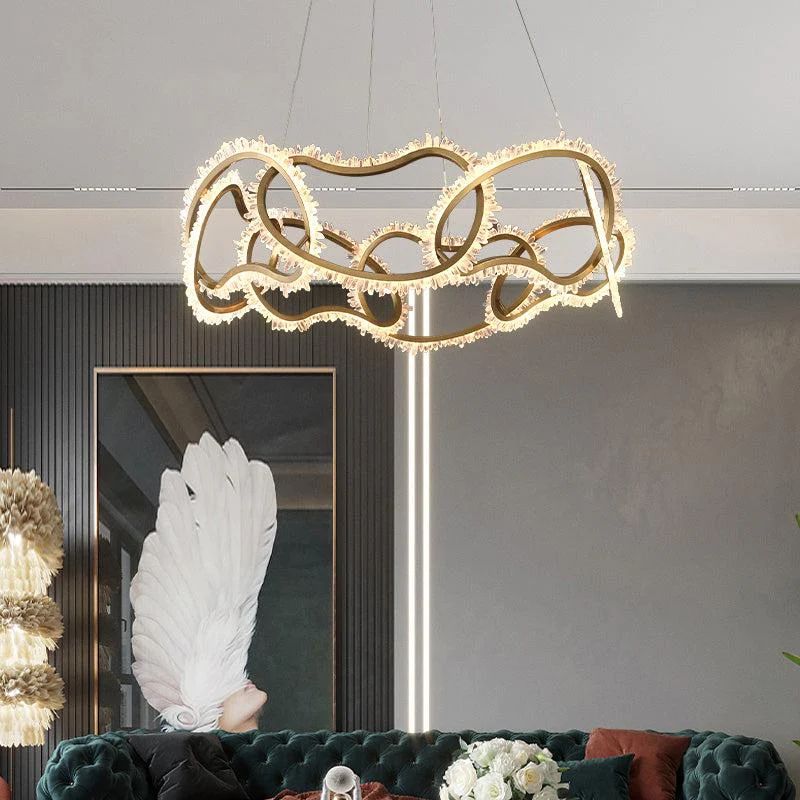 Aria Mamie Multi Ring Rock Crystal Chandelier for Living Room