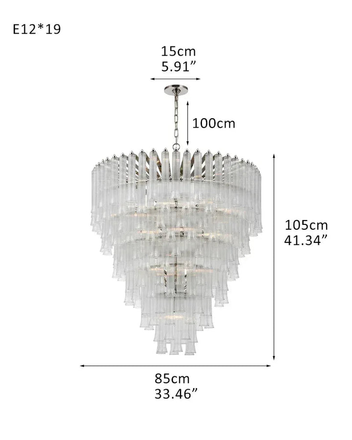 9 Light 20" Wide LED Lorelei Round Tiered Chandelier in Black Chain use for dining room 19-light-D85*H105CM D33.46"*H41.34" Silver American chandelier