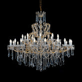 Traditional 57X53 Inch Two Tiers Candle Style Crystal Chandelier 30 Lights Gold Maria Theresa Chandelier for Dining Room