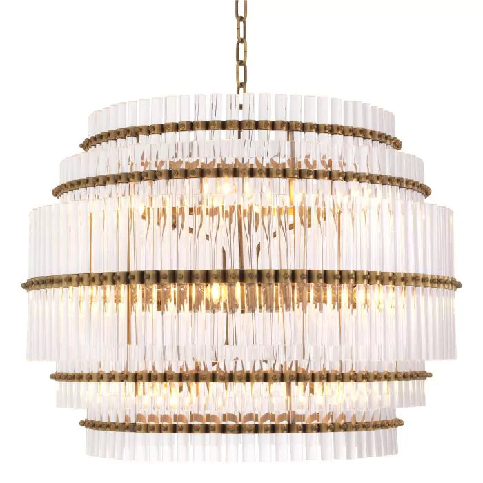 Fairy Modern Brass Glass Chandelier - (Antique Brass Finish | Clear Glass)