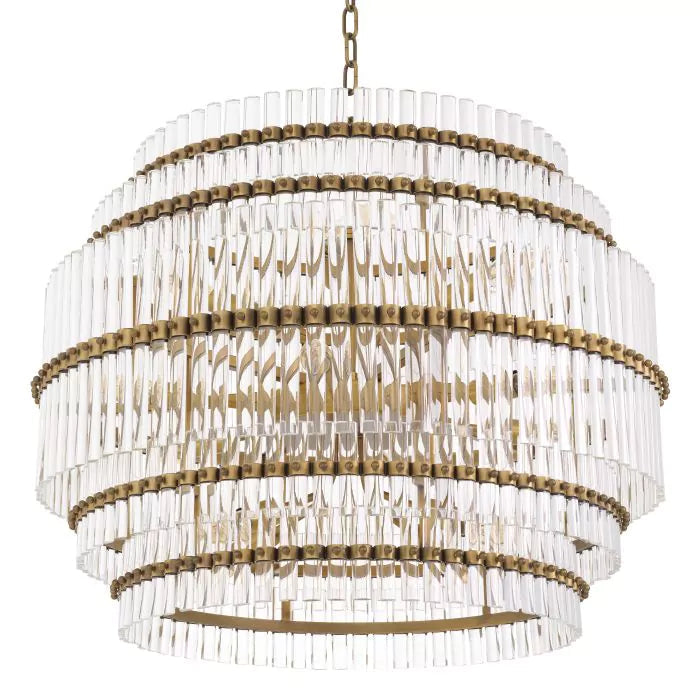 Fairy Modern Brass Glass Chandelier - (Antique Brass Finish | Clear Glass)