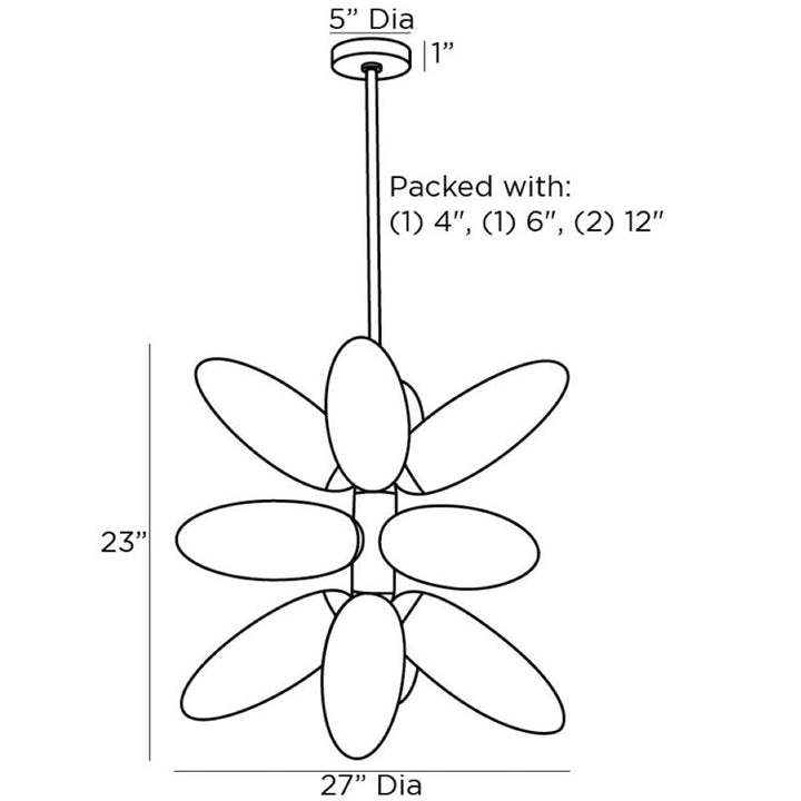 Arteriors Starling 12-Light Chandelier with Sputnik Silhouette and Frosted Glass Petals