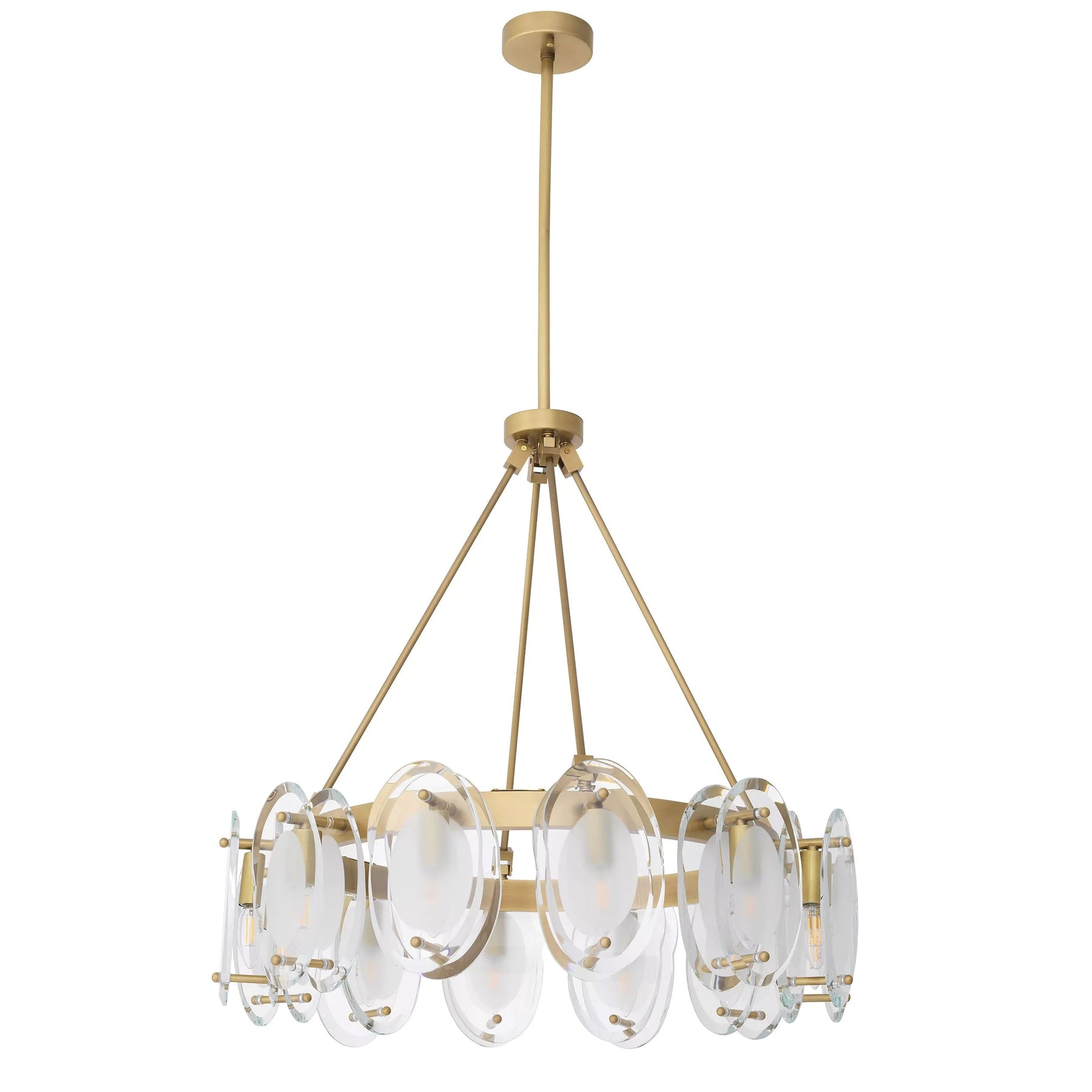 Aria Sublime Modern Brass Chandelier Antique Brass Finish/Bevelled Glass