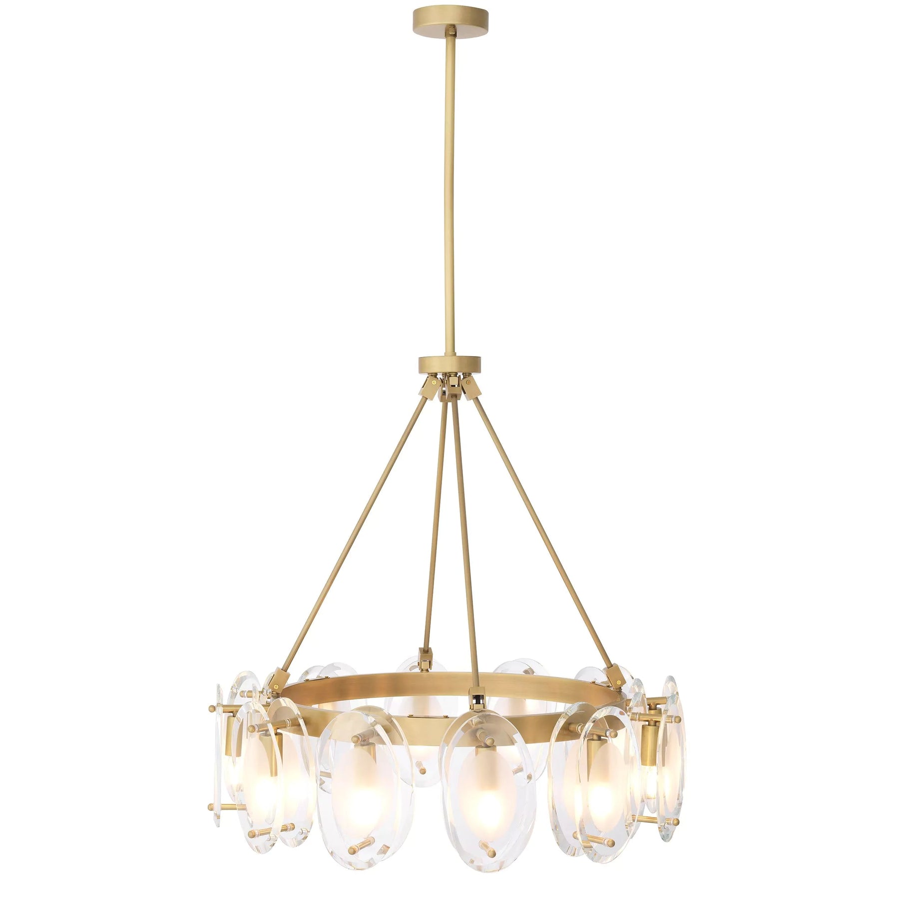 Aria Sublime Modern Brass Chandelier Antique Brass Finish/Bevelled Glass