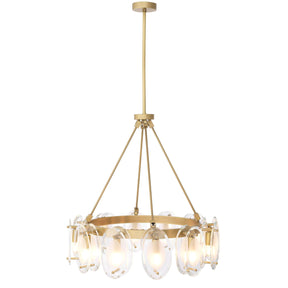 Aria Sublime Modern Brass Chandelier Antique Brass Finish/Bevelled Glass