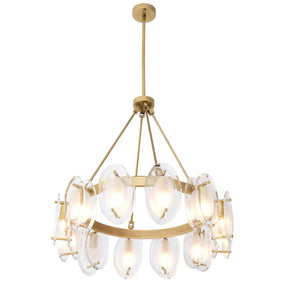 Aria Sublime Modern Brass Chandelier Antique Brass Finish/Bevelled Glass