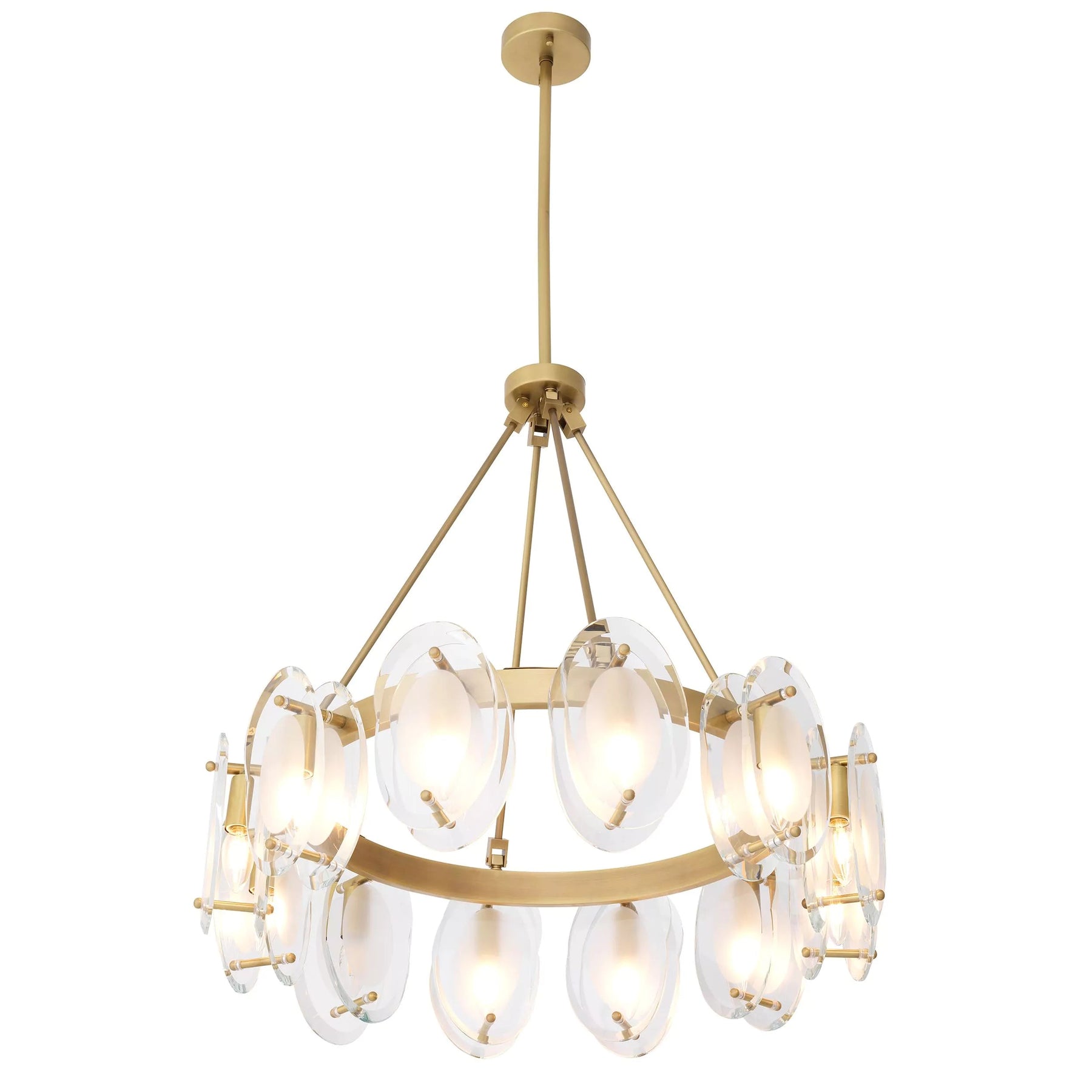 Eternity Modern Brass Chandelier Antique Brass Finish/Bevelled Glass