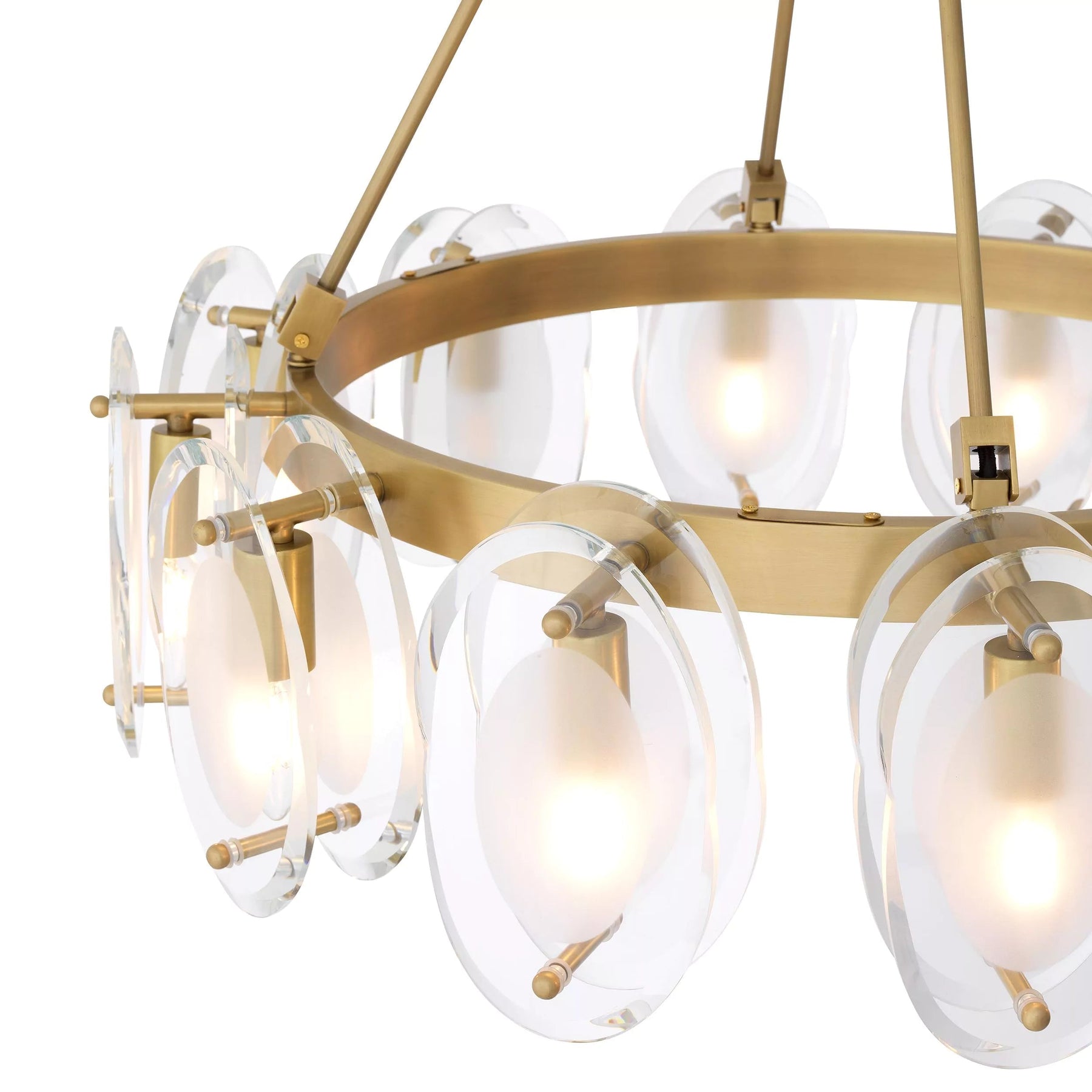 Eternity Modern Brass Chandelier Antique Brass Finish/Bevelled Glass