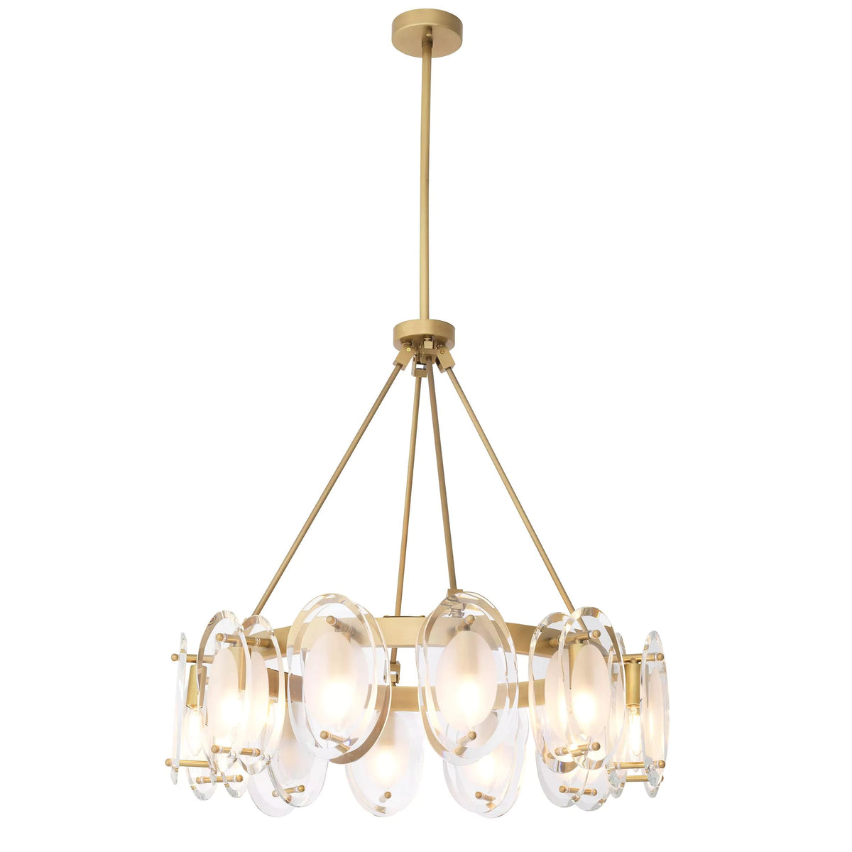 Eternity Modern Brass Chandelier Antique Brass Finish/Bevelled Glass