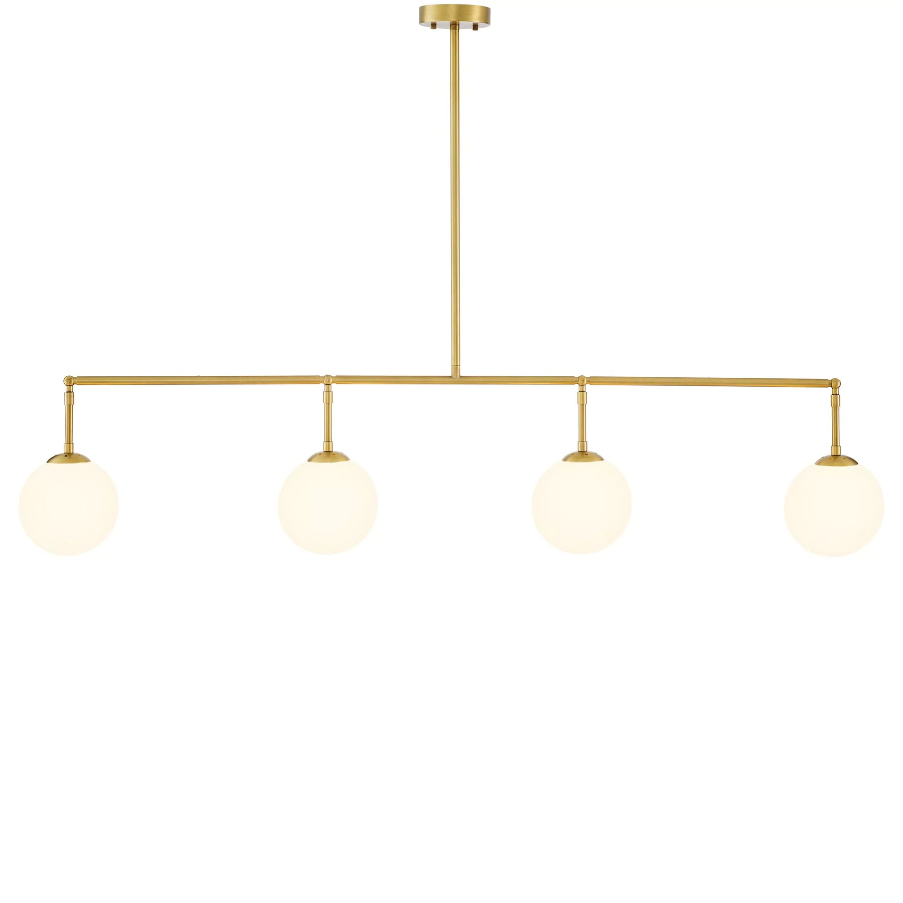 Aria Tara Modern Brass Chandelier - (Antique Brass Finish | White Glass)