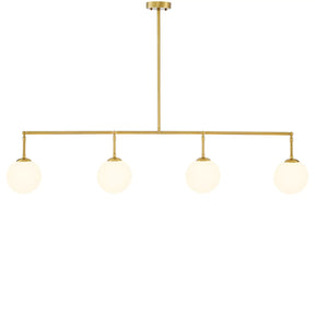 Aria Tara Modern Brass Chandelier - (Antique Brass Finish | White Glass)